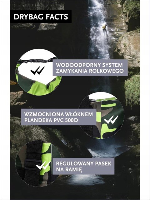 WODOSZCZELNA SUCHA TORBA Z PASKAMI DONDON DRY BAG WODOODPORNA 2L MORO