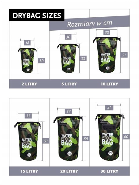 WODOSZCZELNA SUCHA TORBA Z PASKAMI DONDON DRY BAG WODOODPORNA 2L MORO