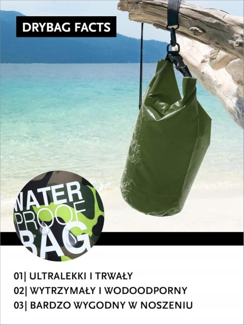WODOSZCZELNA SUCHA TORBA Z PASKAMI DONDON DRY BAG WODOODPORNA 2L MORO