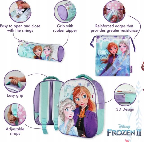 Zestaw szkolny Frozen II plecak piórnik saszetka elsa kompaktowy A4