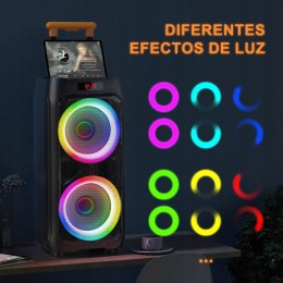 HWWR Karaoke Zestaw Bluetooth Z Dwoma Mikrofonami I Światłem Disco