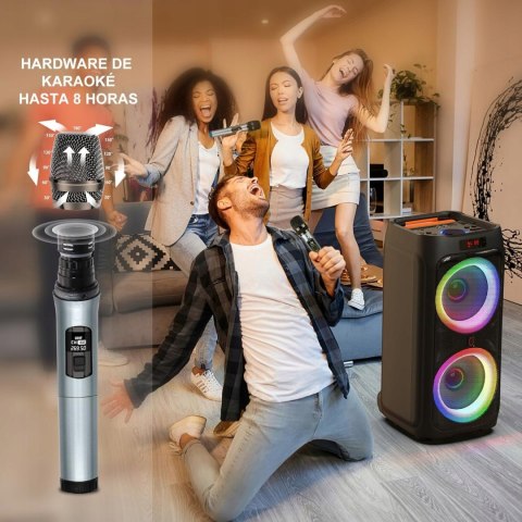 HWWR Karaoke Zestaw Bluetooth Z Dwoma Mikrofonami I Światłem Disco