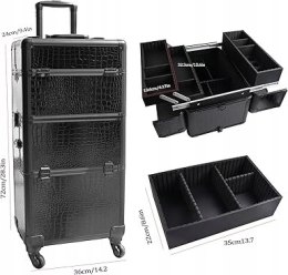 Kuferek Na Kosmetyki Walizka Kosmetyczna Na Kółkach Obrotowych 360 XXXL 4w1