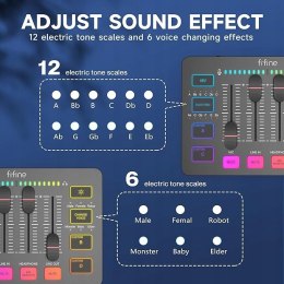 FIFINE Mikser audio do gier, streaming RGB PC