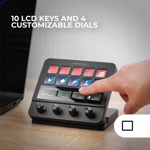 Mars Gaming MSD-PRO, Panel Sterujący, 10 Personalizowanych Klawiszy LCD