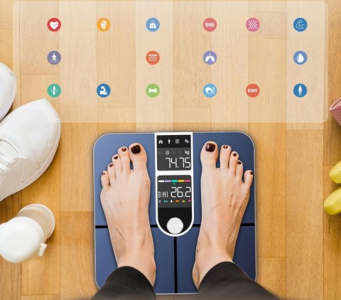 Waga podłogowa Healthkeep, Bluetooth, Android i iOS, 180 kg, srebrna