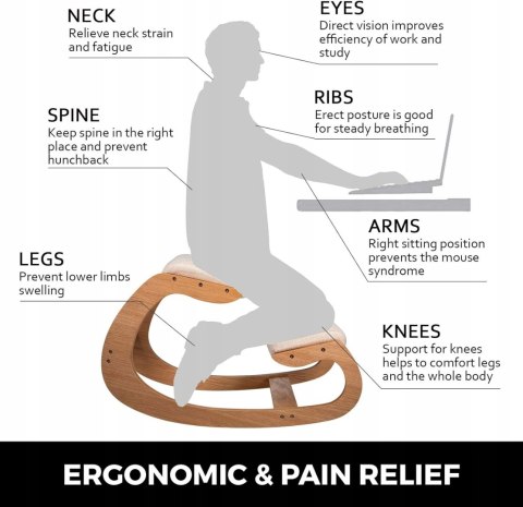 Ergonomiczny Stołek Korekcja Prawidłowej Postawy VEVOR DNZ220LB