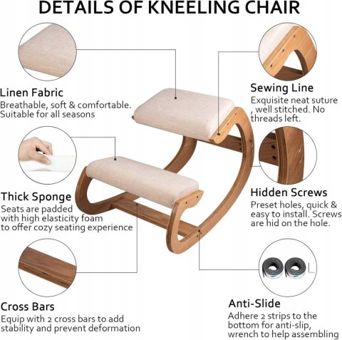 Ergonomiczny Stołek Korekcja Prawidłowej Postawy VEVOR DNZ220LB