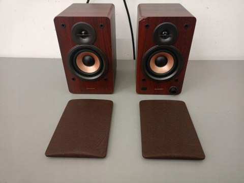 Kolumny półkowe aktywne Sharp CP-SS30 60W Bluetooth USB AUX brązowe