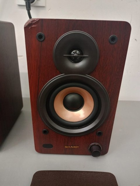 Kolumny półkowe aktywne Sharp CP-SS30 60W Bluetooth USB AUX brązowe