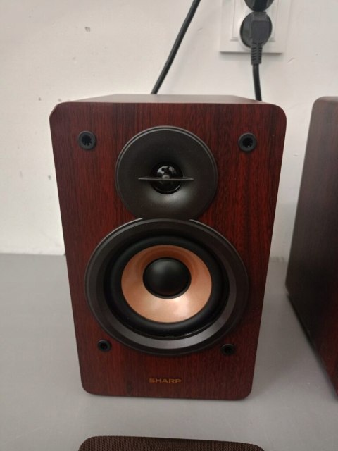 Kolumny półkowe aktywne Sharp CP-SS30 60W Bluetooth USB AUX brązowe