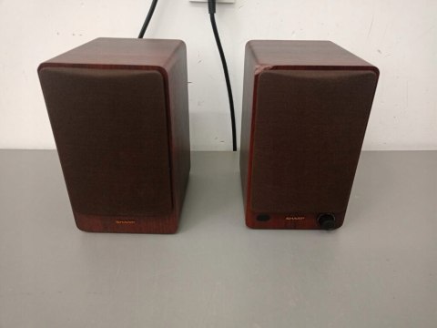 Kolumny półkowe aktywne Sharp CP-SS30 60W Bluetooth USB AUX brązowe