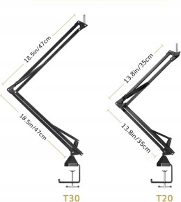 TONOR Stojak na mikrofon, rozszerzone ramię przegubowe z filtrem pop, adapt