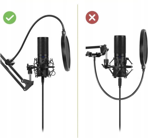 TONOR Stojak na mikrofon, rozszerzone ramię przegubowe z filtrem pop, adapt