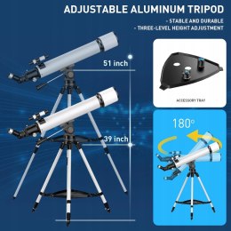 Alkinshue 70/600 - teleskop refraktorowy dla początkujących bogate wypos.