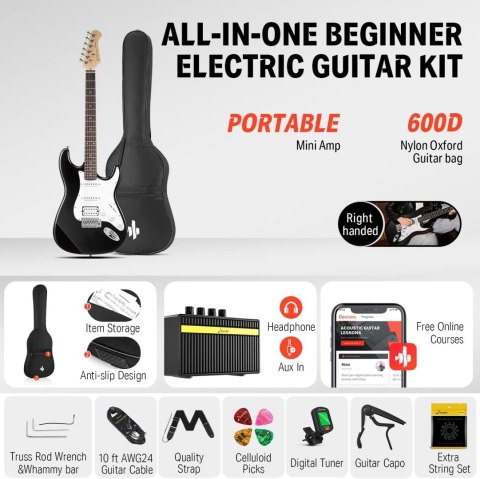 GITARA ELEKTRYCZNA DONNER Donner DST-100 ZE WZMACNIACZEM I POKROWCEM
