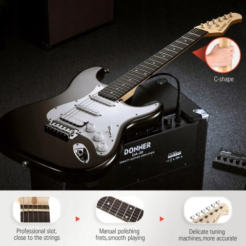 GITARA ELEKTRYCZNA DONNER Donner DST-100 ZE WZMACNIACZEM I POKROWCEM