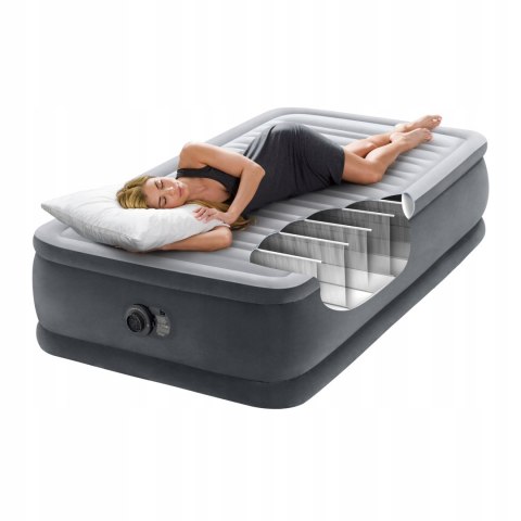 Materac dmuchany jednoosobowy łóżko do spania z pompką 230V Intex 64412ND