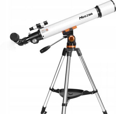 Teleskop Astronomiczny MEEZAA 70700 70mm 700mm 210x Azymutalny Barlow Biały