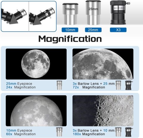 Teleskop astronomiczny Dianfan 80600 z torbą i adapterem na smartfon