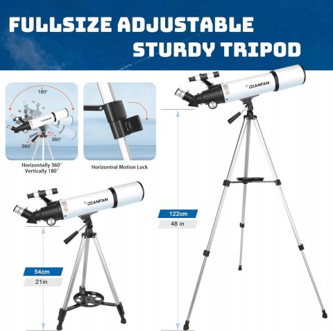 Teleskop astronomiczny Dianfan 80600 z torbą i adapterem na smartfon