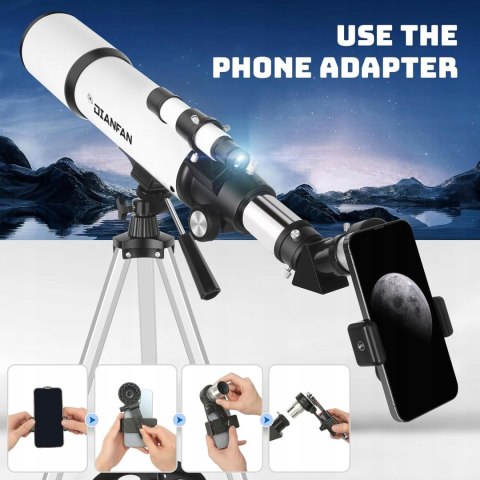 Teleskop astronomiczny Dianfan 80600 z torbą i adapterem na smartfon
