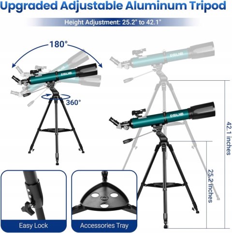 Teleskop refraktor ESSLNB 80/700 mm AZ statyw Barlow obserwacje nieba