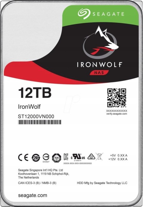 Dysk twardy HDD Seagate IronWolf 12TB ST12000VN0008 SATA III 3,5"
