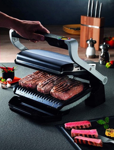 Kontaktowy grill elektryczny Tefal OptiGrill GC705D16 srebrny/szary 2000 W