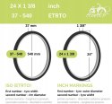 Opony dla wózków inwalidzkich EBC24GXE24 x 1 3/8 (37-540) 2szt Szare