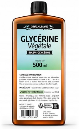 Orqualiane Gliceryna roślinna 500 ml +25% nawilżająca kosmetyczna