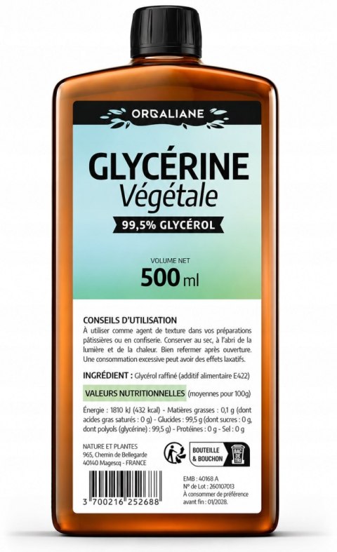 Orqualiane Gliceryna roślinna 500 ml +25% nawilżająca kosmetyczna