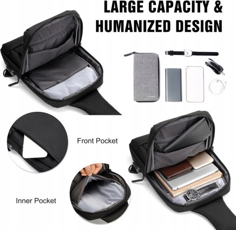 FANDARE Plecak na ramię sling bag granatowy 31 cm miejski kompaktowy USB