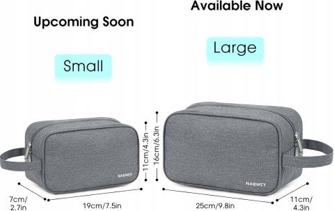 Kosmetyczka Narwey organizer podróżny szara 25x13x15 cm POJEMNA