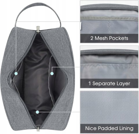 Kosmetyczka Narwey organizer podróżny szara 25x13x15 cm POJEMNA