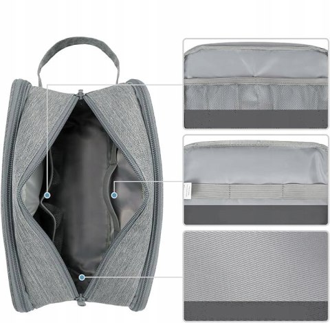 Kosmetyczka Narwey organizer podróżny szara 25x13x15 cm POJEMNA