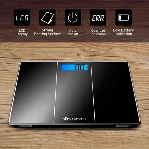 Cyfrowa Waga Łazienkowa Etekcity EB4074S Szklana 180kg Dokładna LCD Srebrna