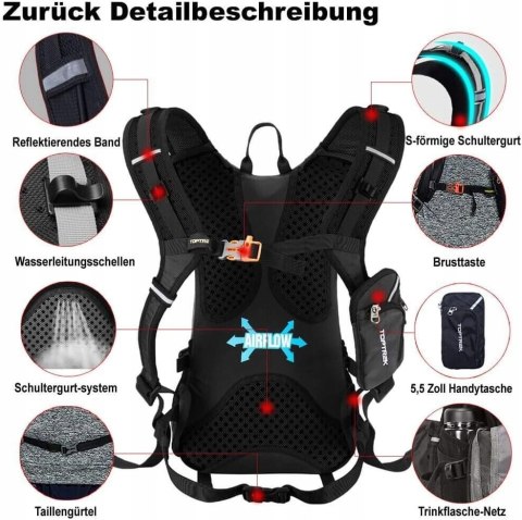 Plecak Rowerowy Toptrek 18L Ultralekki Wodoodporny