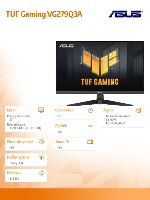 Monitor LED Asus TUF Gaming VG279Q3A 27 " 1920 x 1080 px IPS / PLS