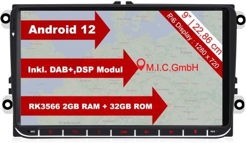 Radio Samochodowe M.I.C. AV9-lite dla VW Skoda SEAT 2G+32G