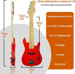 3rd Avenue Duży Zestaw gitara elektryczna + wzmacniacz - Rozmiar 1/4
