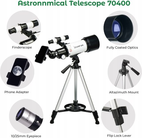 Dianfan 70400 Teleskop Refraktor 70/400 + Adapter Smartfon + Torba