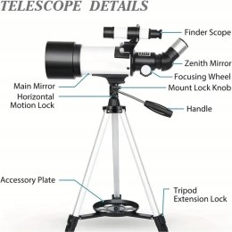 Misilmp 40070 Teleskop Refraktor 70/400 Barlow + Adapter Smartfon + Torba