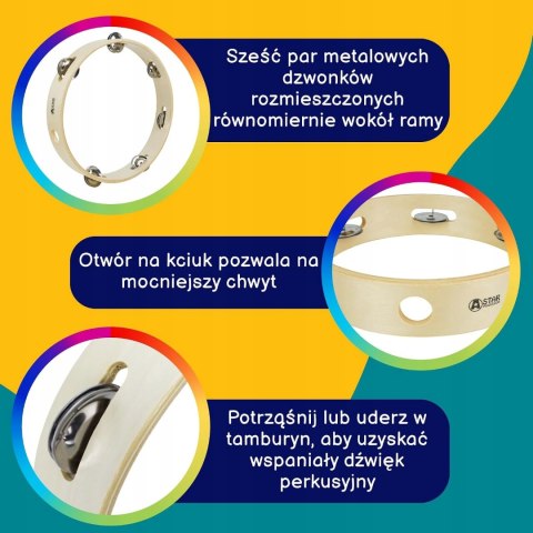 A-Star 10 cali/25 cm ręczny drewniany tamburyn bez głowy