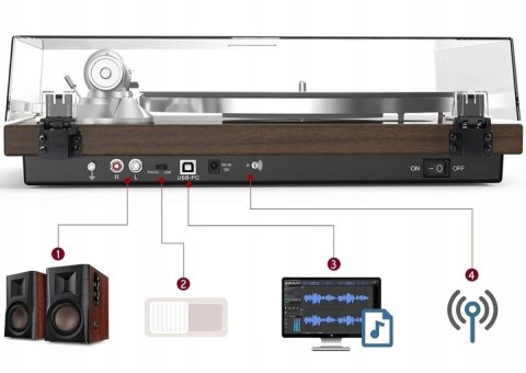 Gramofon H0056, napęd paskowy, 33/45 obr./min, wkładka AT 3600L