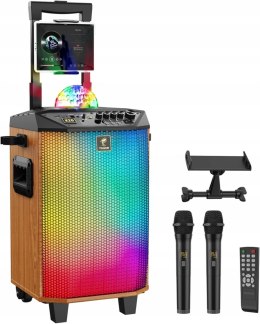 Głośnik PA Tonor K20 Bezprzewodowa Maszyna Karaoke LED 2 Mikrofony BT AUX