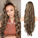FLUFYMOOZ Przedłużenie kucyka koński ogon 46 cm klip ciemny popielaty blond