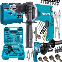 Wiertarko wkrętarka udarowa Makita HP1631KX3 710W + 74 akcesoria
