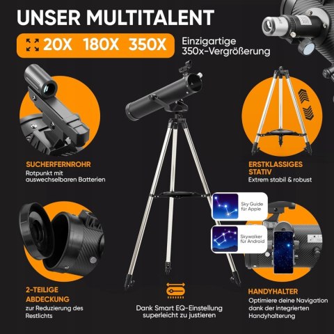 Adler Focus 76700 Teleskop Newton 76/700 Barlow + Adapter Smartfon 2024