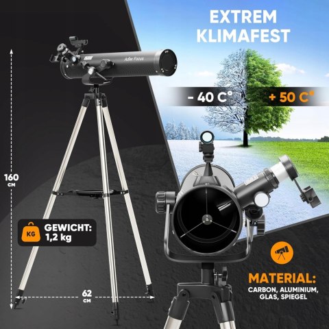 Adler Focus 76700 Teleskop Newton 76/700 Barlow + Adapter Smartfon 2024